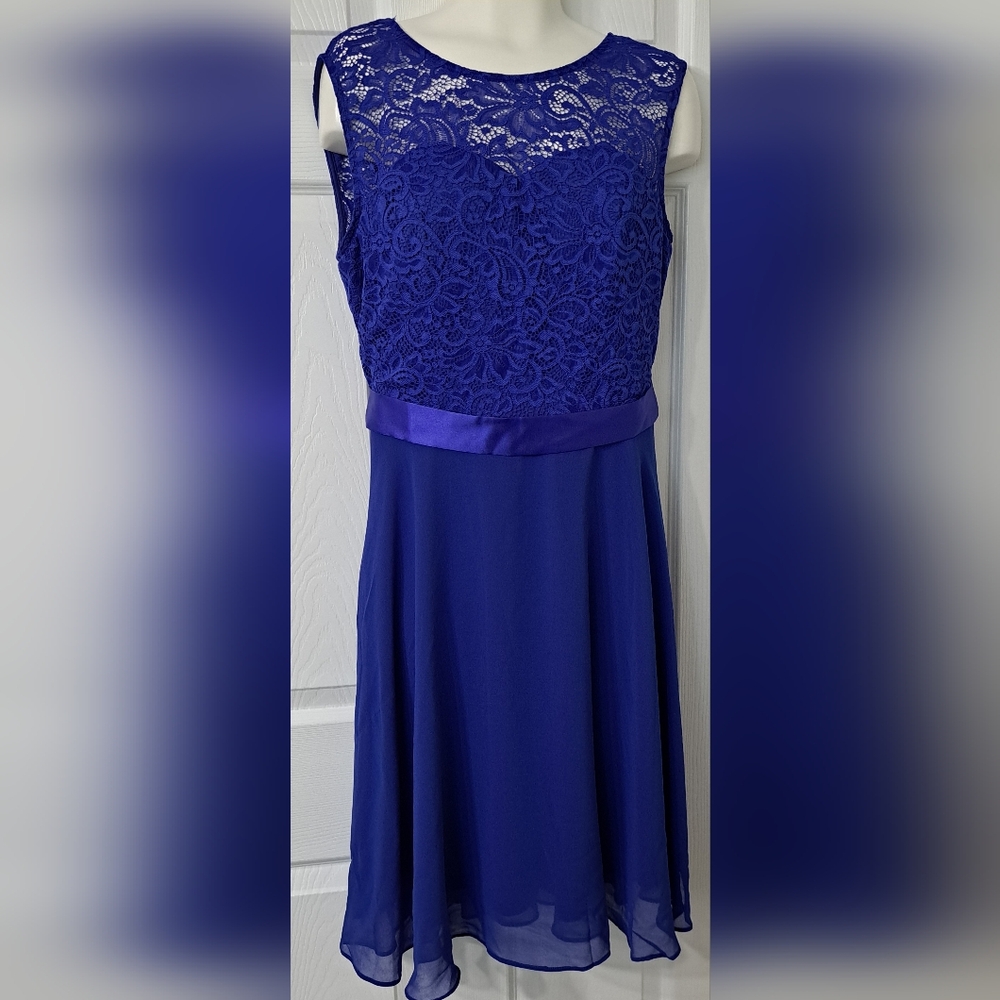 Bery Love Royal Blue With Lace Dress